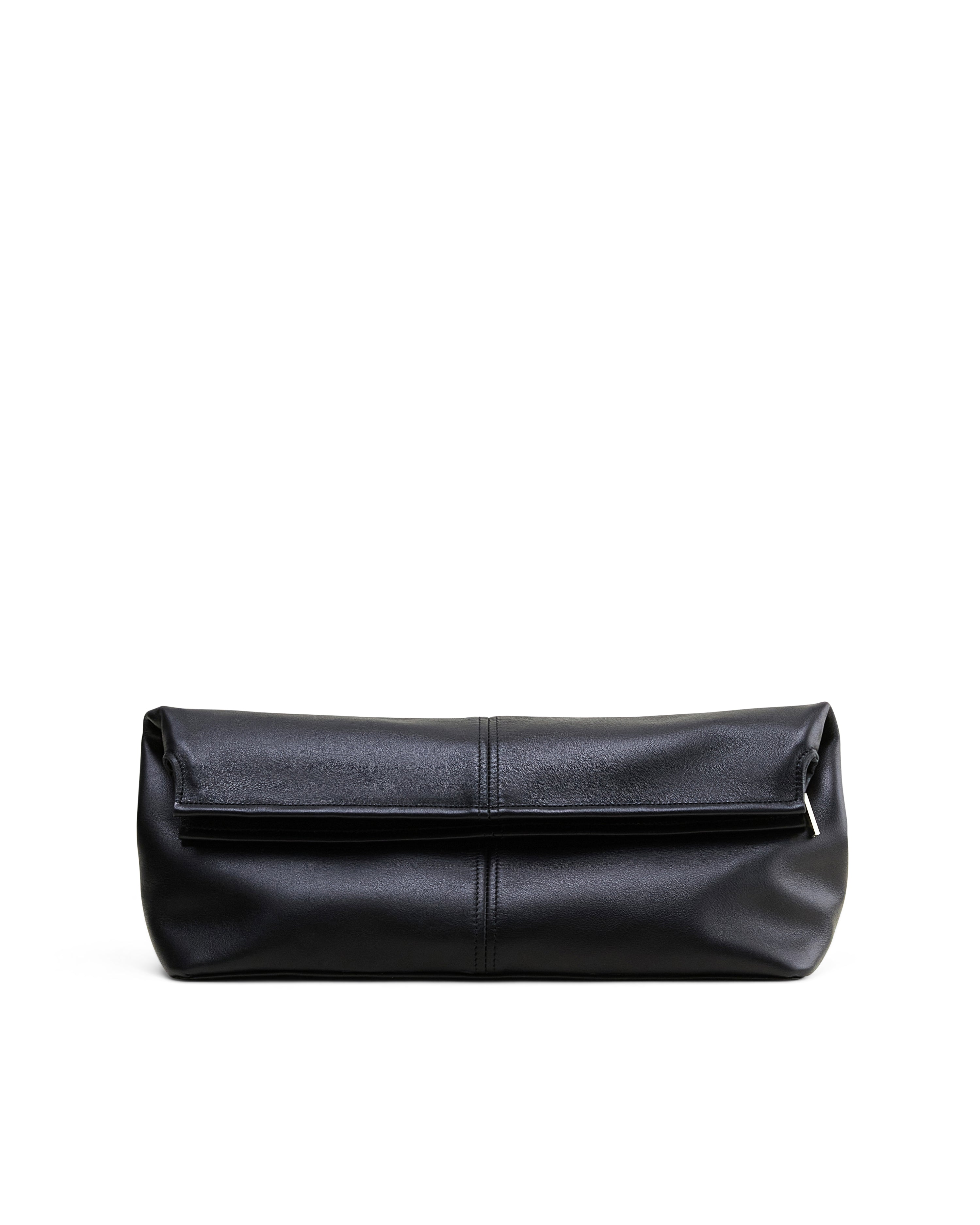 Poelle Atelier luxury leather clutch bag in black with sleek folding design and smooth texture