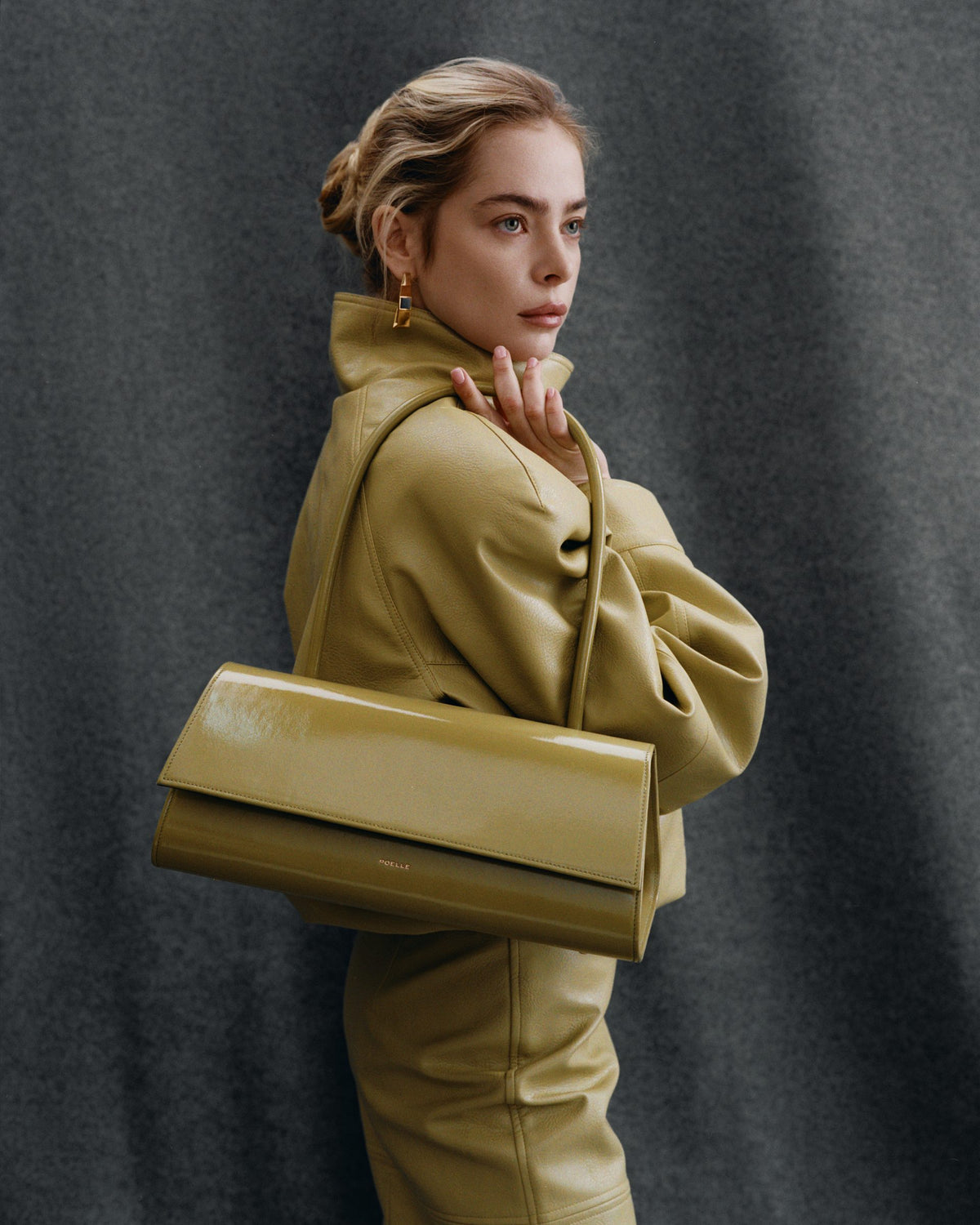Untitled Bag Medium in Olive — Papier Collé campaign