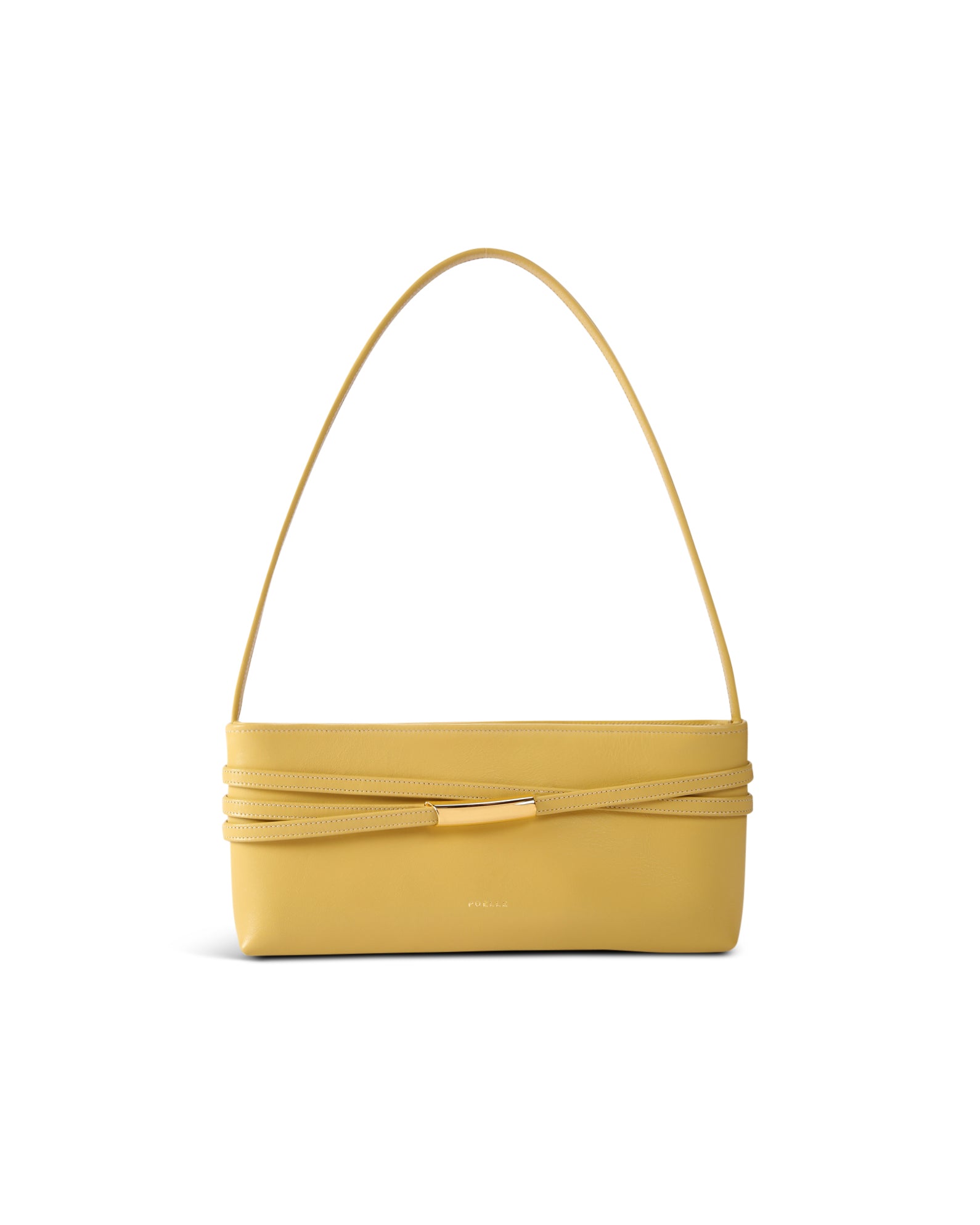 Poelle Atelier modern yellow baguette bag with slim handle and minimalist design