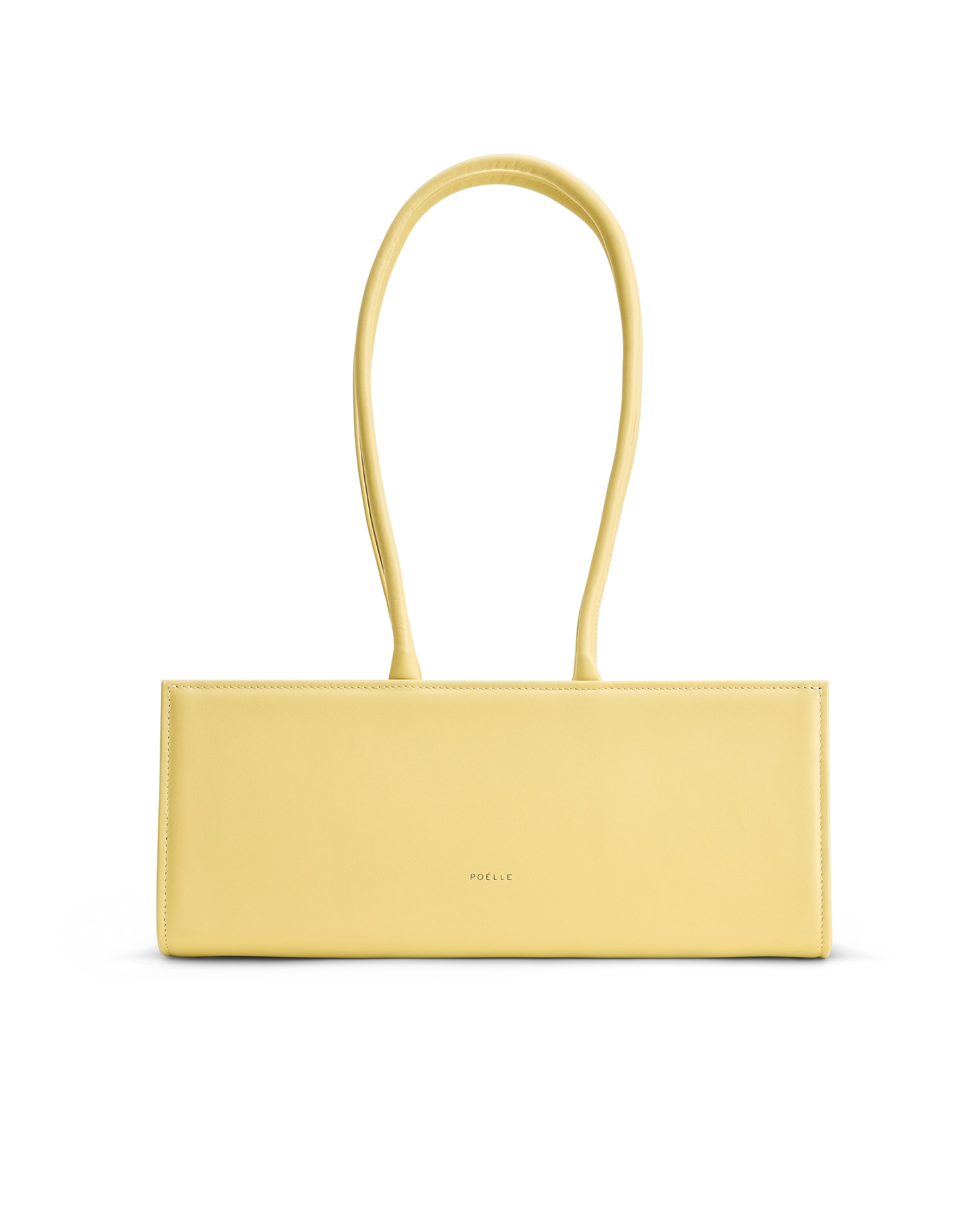 Poelle Atelier sleek yellow leather handbag with rectangular shape and long handles