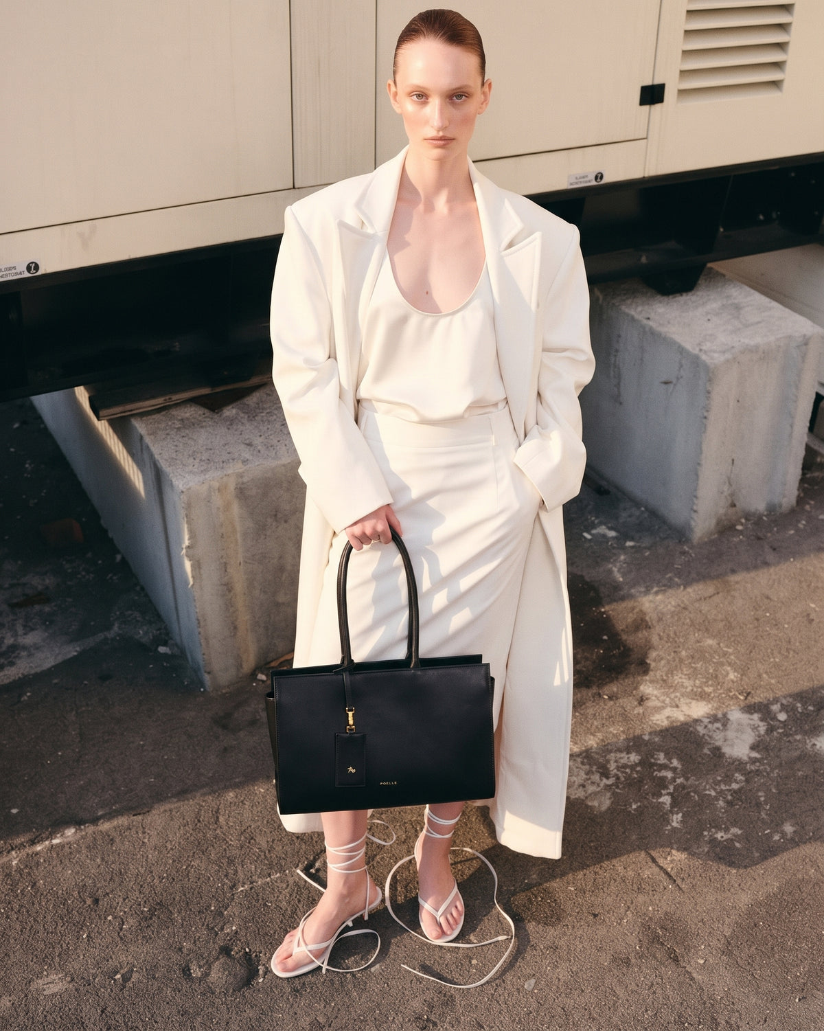 Medium Carolyn Tote Bag in Black — campaign