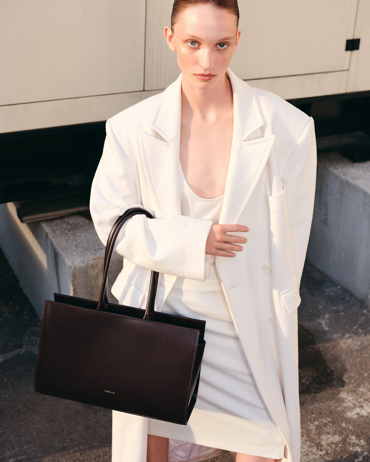 Medium Carolyn Tote Bag in Brown — campaign