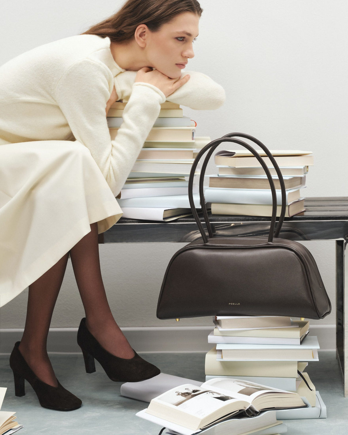 Queen Bag in Brown — Blue Velvet campaign